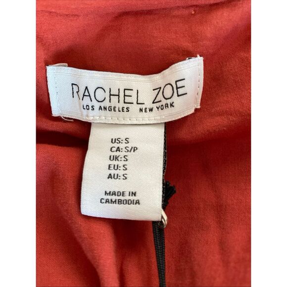 Rachel Zoe Dress Women's Size Small Orange Red Floral Maxi Linen Blend NWT - Picture 10 of 11